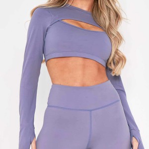Factory Price Custom Sexy Cut Out Gym Crop Top Sports Long Sleeve T Shirts For Women