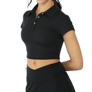 Évacuation de la transpiration de haute qualité coupe ajustée Tennis à manches courtes femmes Golf Crop Gym Polo t-shirts