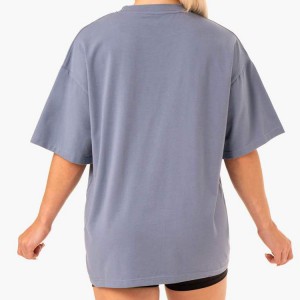 Негабарытныя простыя спартыўныя футболкі Boyfriend для трэнажорнай залы для жанчын з прынтам лагатыпа OEM