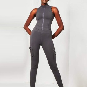 Best Sale Custom Logo Women Fitness Polos Full Zip Up Blank Gym Tank Top