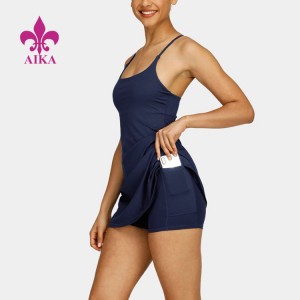 Girls Running Golf Workout Athletic Tennis Skirt OEM Customized Logo Women 2 in 1 Tennis Dress With Pocket