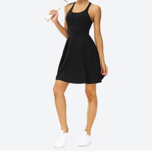חצאיות טניס גב רייסר בהתאמה אישית 2 ב-1 שמלת טניס פעילות עם מכנסיים קצרים בטנה לנשים