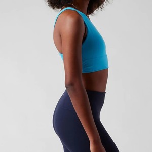 Sutiã esportivo feminino de náilon de alta elasticidade personalizado de linha longa de um ombro sexy para ioga