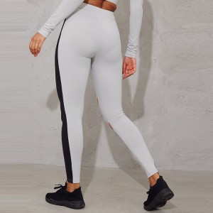 Četverosmjerno rastezljive kontrastne hlače za teretanu Tajice za jogu visokog struka za žene