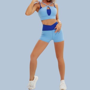 Προσαρμοσμένο λογότυπο Fitness Σετ σορτς γιόγκα για προπόνηση ψηλής μέσης δύο τεμαχίων για γυναίκες