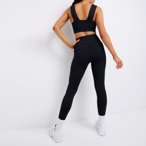 Héich Qualitéit personaliséiert Design Héich Taille Workout Fitness Set Zwee Stéck Yoga Kostüm fir Fraen