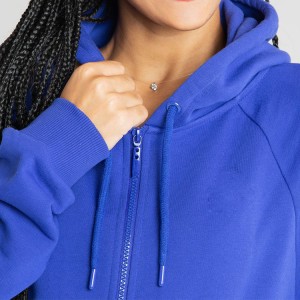 OEM tungvægts bomuldsbroderi logo Blank Essential fuld lynlås hættetrøjer til kvinder