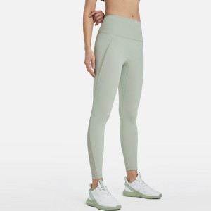 چاپ آرم سفارشی زنانه ساق یوگای تناسب اندام پانل مش تمرین زنانه با جیب کمری