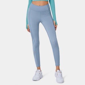 Veleprodajne hlače za vježbanje visokog struka s kontrastnim mrežastim panelom 7/8 hlače za jogu.