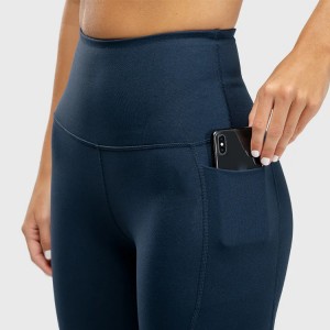 Vendita calda Pantaloni a legging da yoga a vita alta con logo personalizzato elasticizzato a quattro vie con tasca