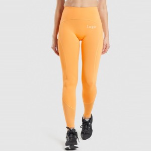 Hoge taille mesh paneel geen voornaad compressie gym panty yoga broek legging voor dames