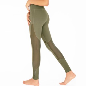 High Waist Mesh Panel Custom Compression Gym Tights Yoga Pants Leggings Bakeng sa Basali