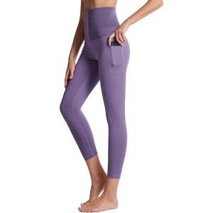 Atacado Esporte Fitness Feminino Calças de Ginástica Cintura Alta Espartilho Calças Yoga Com Bolso