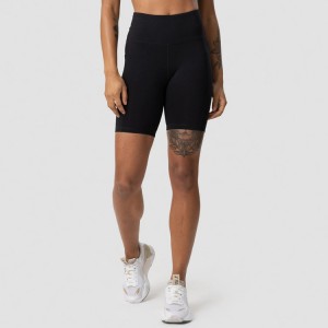 Shorts femininos de cintura alta para treino de ginástica personalizados com bolso para motociclista