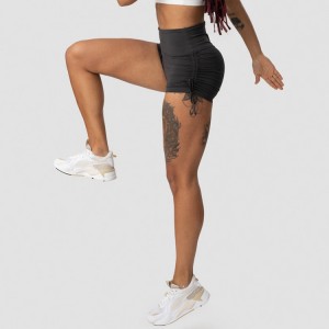 Pantallona të shkurtra atletike për femra me ngritje të lartë, me shtrirje me katër drejtime, me porosi Scrunch në formë V në formë V