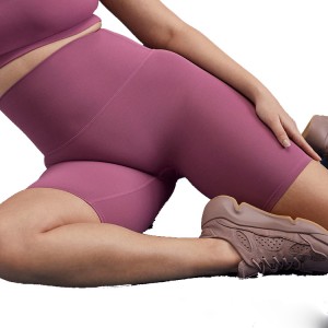 Shorts femininos elásticos personalizados sem costura frontal cintura alta compressão yoga fitness biker