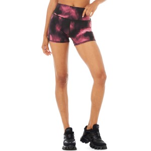 Hoge taille aangepaste sublimatie afdrukken hoge taille yoga fitness shorts voor dames