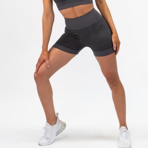 Tukkumyynti räätälöity logo korkeavyötäröinen naisten harjoitus saumattomat jooga-fitness shortsit