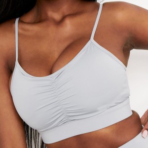 Four Way Stretch Front Ruched Adjustable Strap Yoga Sports Bra Logo Custom For Women