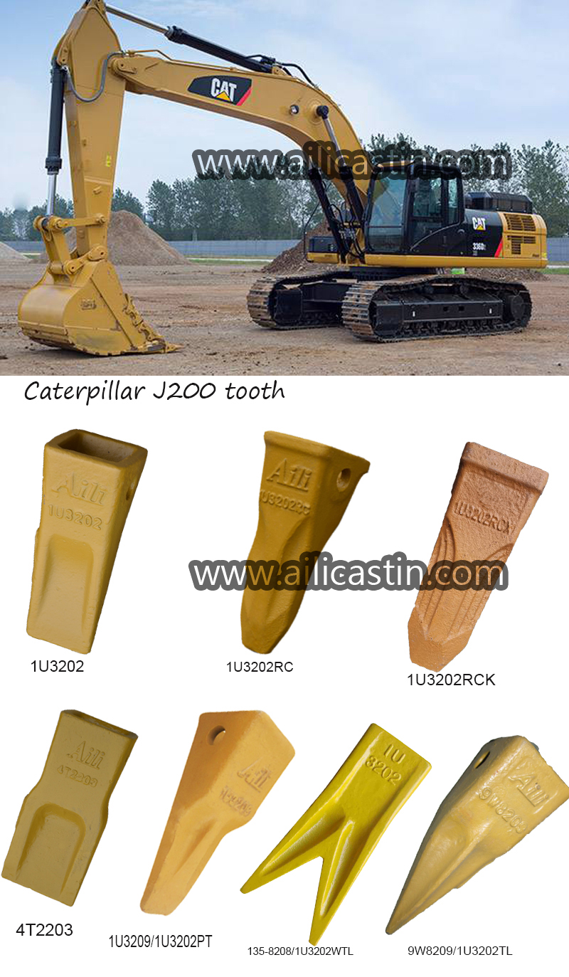 Производител на зъбите на кофата, коване на скали, жълти или черни зъби на кофата за мини багер Caterpillar J200