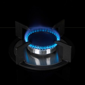ເຄື່ອງໃຊ້ໃນເຮືອນ Tempered Glass 3 Burner ພະລັງງານໃຫຍ່ທີ່ມີຝາເຕົາເຜົາທອງເຫລືອງ Built In Gas Hob