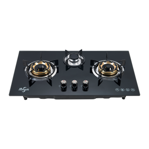 Home Appliance Tempered Glass 3 Burner big power na may brass burner caps Built In Gas Hob