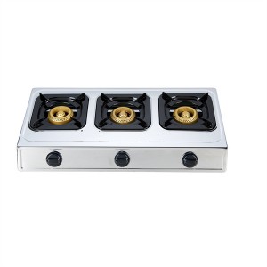 Ọkachamara onye nrụpụta Gas Stove nwere 3 Honeycomb Golden ABS Knob Piezo Portable Burner Gas cooker