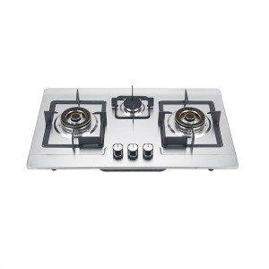 Kualitas tinggi stainless steel cooktops 3 burner kompor tombol logam desain fashion tahan lama