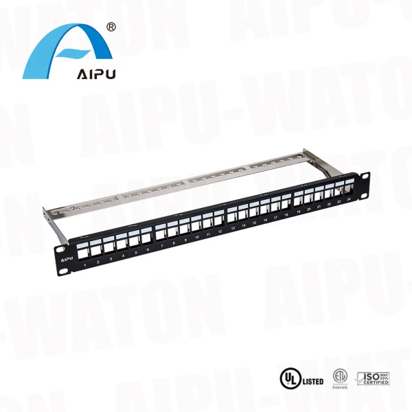1u 19inch 24 Ports Shielded FTP RJ45 Patch Panel Rack Mount Unloaded Blank e nang le Ground Wire