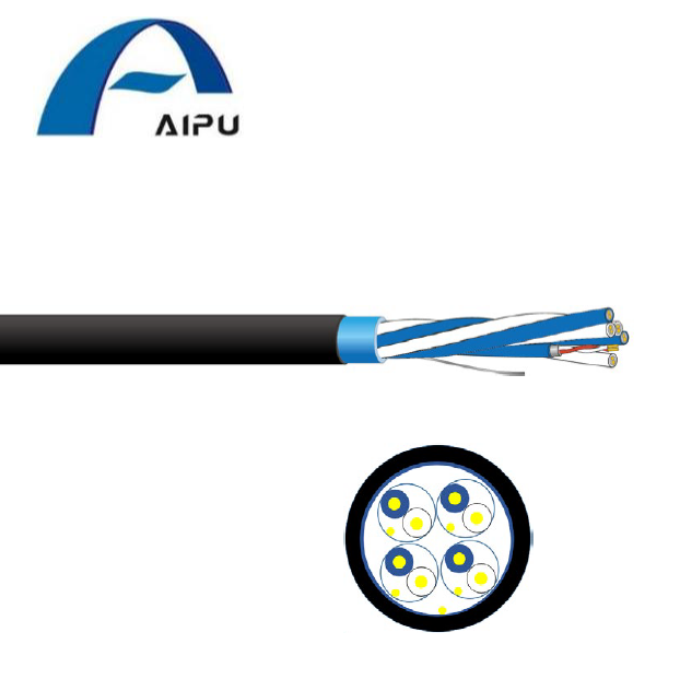Cable de transmisión de audio digital Aipu PVC/LSZH Cinta de Al-PET apantallada individualmente con alambre de drenaje de cobre estañado Cinta de Al-PET y trenzado de cobre estañado