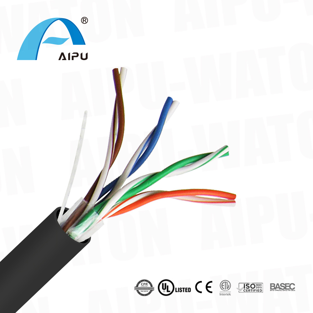 Āra LAN kabelis Cat5e U/UTP cietais kabeļa PE apvalka tīkla kabelis Ugunsizturīgs bruņu kopējais ekranēts instrumentu kabelis