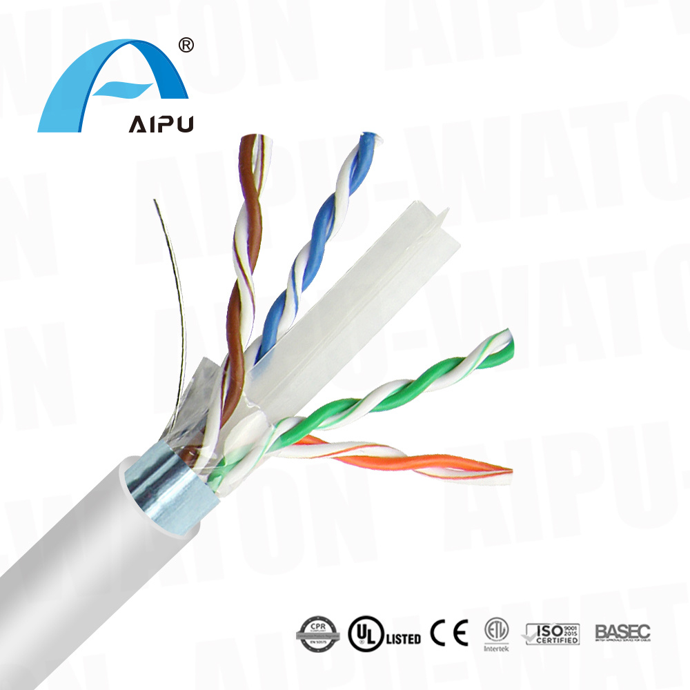 Cable Ibaraẹnisọrọ Cat6A Lan Cable F/UTP 4 Pọ Ethernet Cable Solid Cable Cable Signal Cable 305m