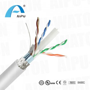 Cat6A Lan Cable S/FTP 4 ጥንድ የመዳብ ሽቦ የኤተርኔት ገመድ UTP ገመድ ጠንካራ ገመድ 305M በEMI ውስጥ ጥቅም ላይ ይውላል