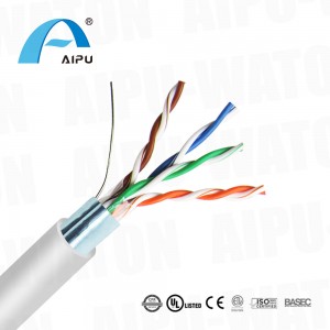 Кабели шабакавии дарунӣ Cat5e Lan Cable F/UTP 4 ҷуфт кабели Ethernet кабели сахти 305м барои кабели уфуқӣ