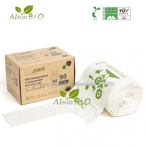 Kantong sampah kompos aci jagong 100% Kantong sampah biodegradable