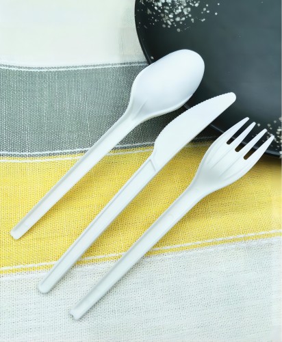 Disposable compostable PLA at CPLA cutlery set