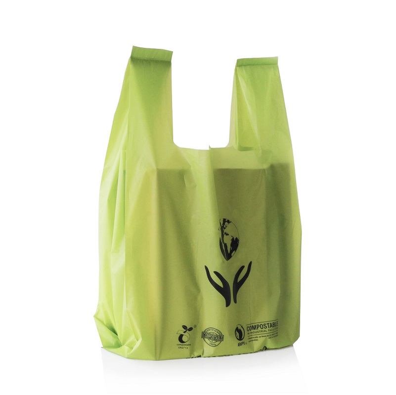 Компостируеми зелени полиетиленови торбички от царевично нишесте Представено изображение