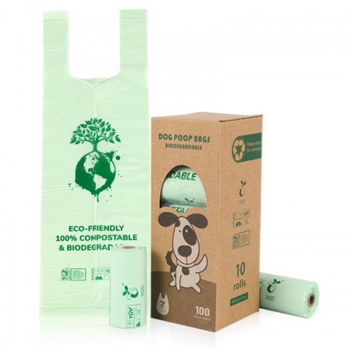 Animalien hondakinen hezur-banatzailea % 100 konpostagarriak txakurren kakaren poltsa biodegradagarriak