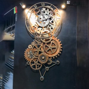 ציוד דקורטיבי רטרו בסגנון תעשייתי קיר ברזל תלוי בר רקע פאנק שעון קיר דקורטיבי