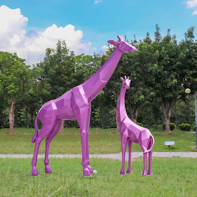 Geometric FRP Pop Garden Giraffe Sculpture រូបភាពពិសេស