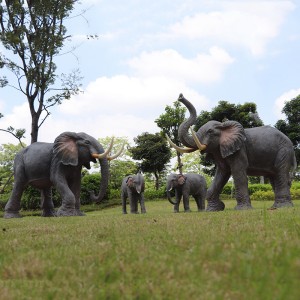 Escultura de elefante de jardín de tamaño natural de fibra de vidrio