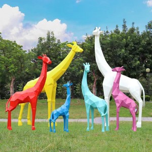 ធរណីមាត្រ FRP Pop Garden ចម្លាក់ Giraffe
