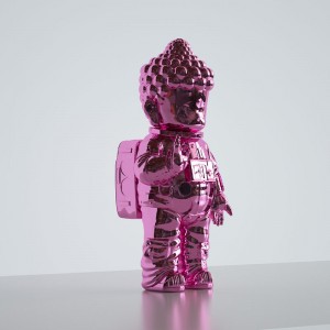 פסל בודהה יצירתי צבוע באלקטרוניקה