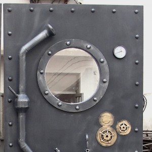 Retro smagā metāla punk stila dzelzs Submarine Style apdares durvis