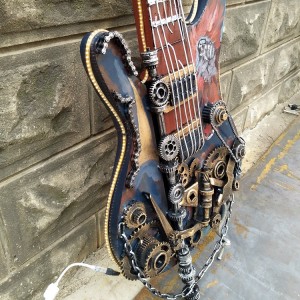 Hiasan dinding model gitar elektrik besi logam berat gaya punk