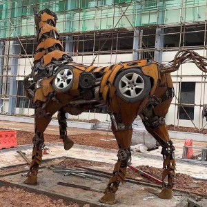 Punk Heavy Metal Style Gear Horse Stainless Sculpture Bar Decoration Bar Metal Horse Statue Sculpture Horse-C