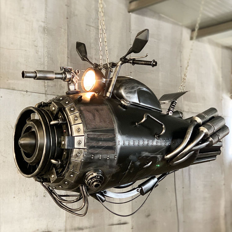 Retro industriālā stila stieņu dzelzs apdare – metāla kosmosa motocikla griesti