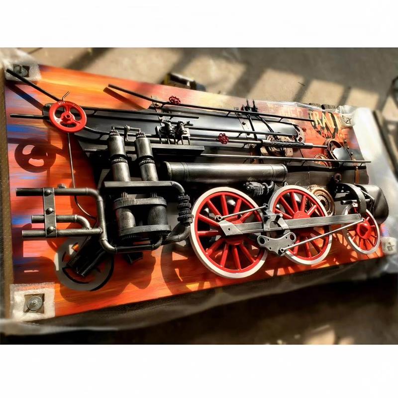 Loft industrial decoration train painting steam metal wall decoration Bar Restaurant រូបភាពពិសេស