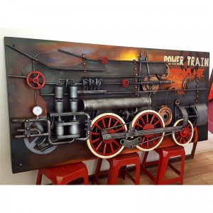 Loteng hiasan industri lukisan kereta api hiasan dinding logam wap Restoran Bar