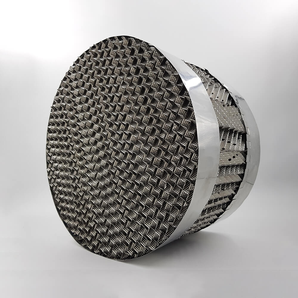 Imballaggio ondulato in rete metallica d'acciaio inossidabile Interni di torre di imballaggio strutturati in metallo